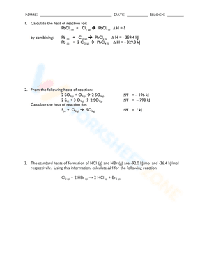 Honors Chemistry-Hess’s Law Problems