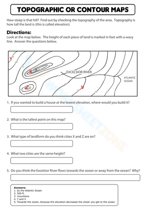 Topographic Map Worksheets