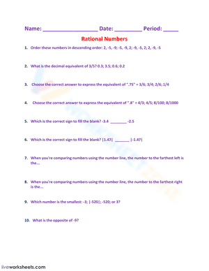 RATIONAL NUMBERS