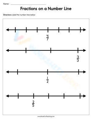 Fractions on a number line worksheet 
