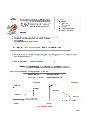 Endothermic and exothermic worksheet 5