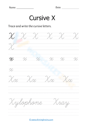 Cursive X worksheet 