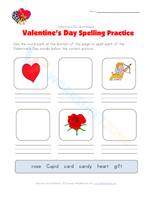 Valentine's day spelling practice