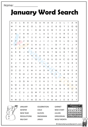 January Word Search