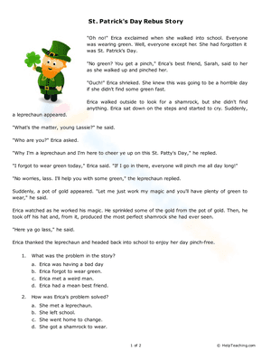 St. Patrick's Day Rebus Story