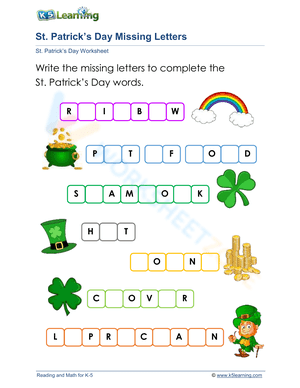 St. Patrick’s Day Missing Letters