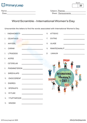 International Women's Day - Word Scramble