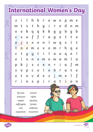 International Women's Day Word Search Activity