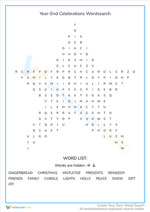 Year-End Celebrations Wordsearch