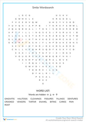 Smile Wordsearch