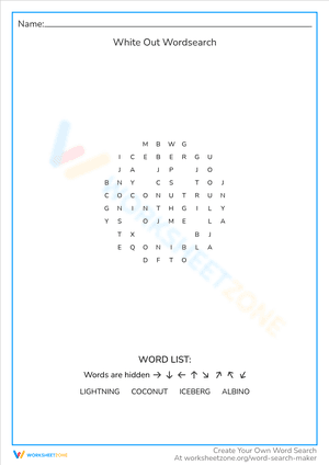White Out Wordsearch