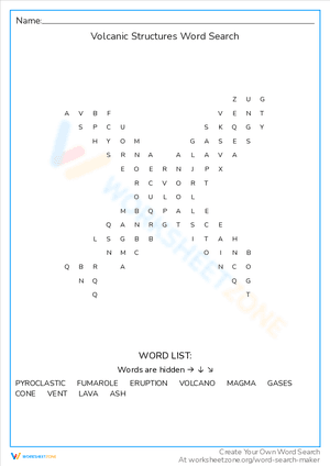Volcanic Structures Word Search