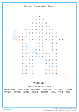 Volcanic Gases Word Search