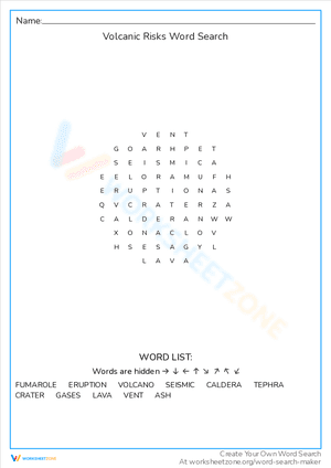 Volcanic Risks Word Search