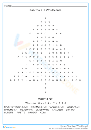 Lab Tools Wordsearch