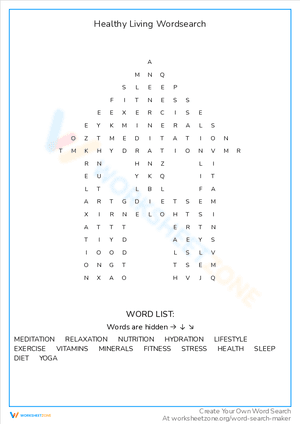 Healthy Living Wordsearch