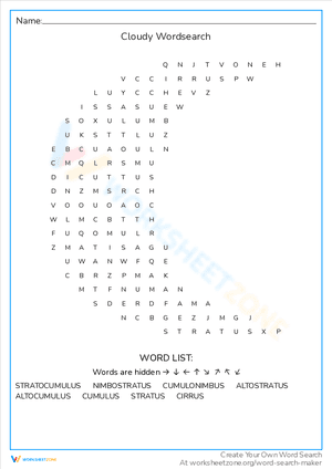 Cloudy Wordsearch