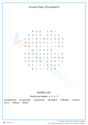 Ancient Italy Wordsearch