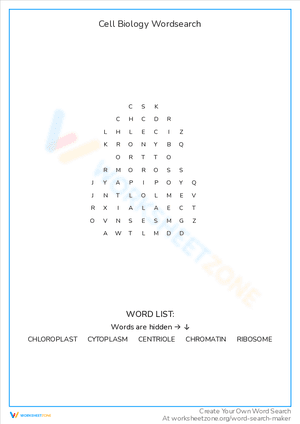 Cell Biology Wordsearch