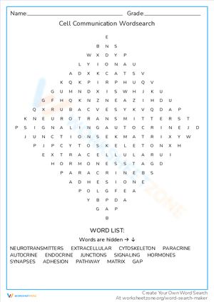 Cell Communication Wordsearch