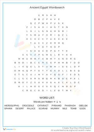 Ancient Egypt Wordsearch