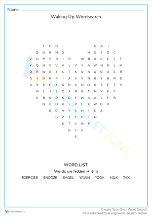 Waking Up Wordsearch