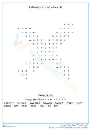 Fatherly Gifts Wordsearch
