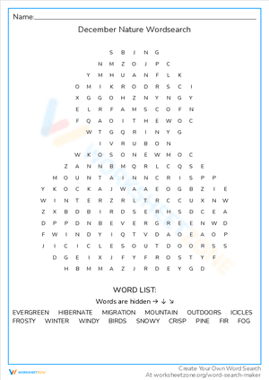 December Nature Wordsearch