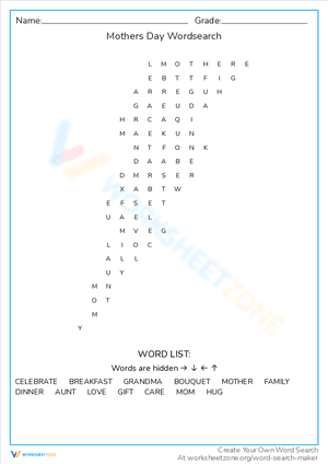 Mothers Day Wordsearch