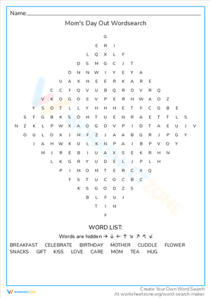 Mom's Day Out Wordsearch