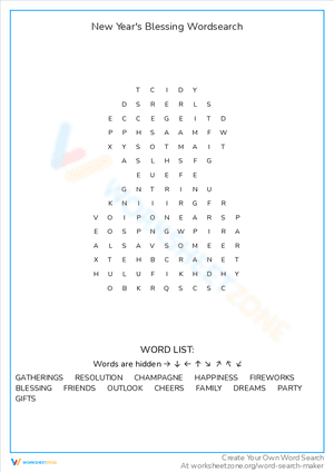 New Year's Blessing Wordsearch