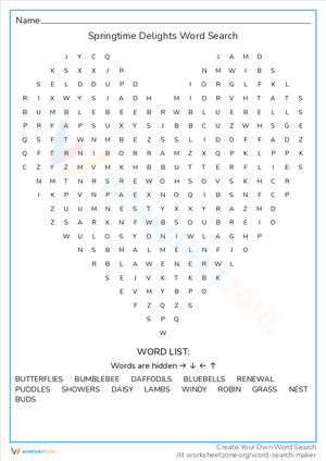 Springtime Delights Word Search