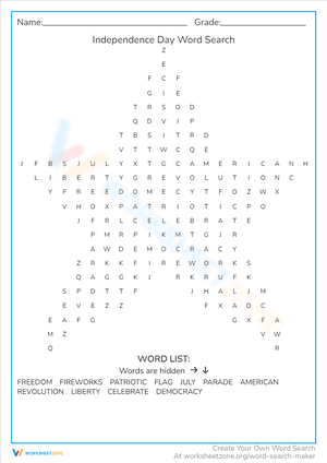 Independence Day Word Search