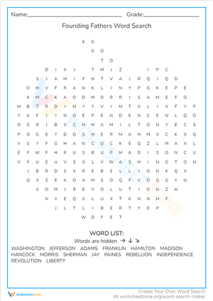 Founding Fathers Word Search