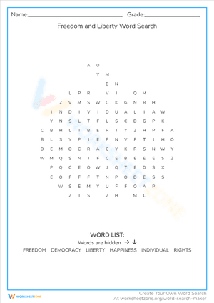 Freedom and Liberty Word Search
