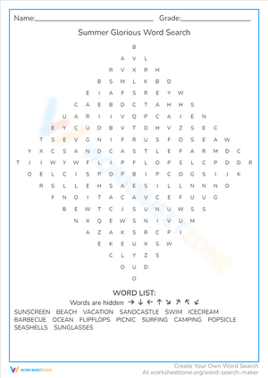 Summer Glorious Word Search