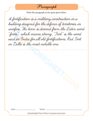 Fortification Handwriting Practice Sheet
