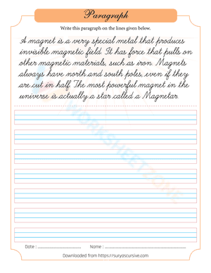 Magnet Handwriting Practice Sheet