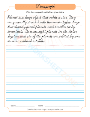 Planet Handwriting Practice Sheet