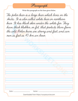 Polar Bear Handwriting Practice Sheet