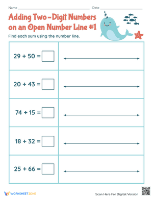Adding Two-Digit Numbers on an Open Number Line #1