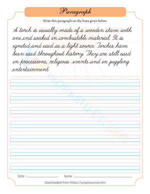 Torch Handwriting Practice Sheet