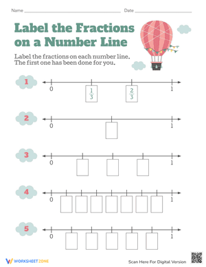 Label the Fractions on a Number Line