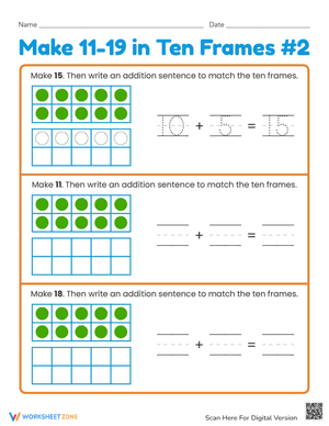 Make 11–19 in Ten Frames #2