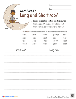 Word Sort #1: Long and Short /oo/
