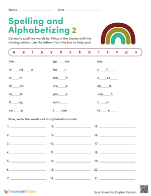 Spelling and Alphabetizing #2