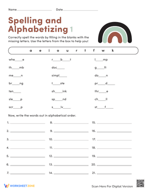 Spelling and Alphabetizing #1