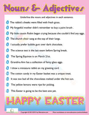 Easter Grammar: Noun & Adjectives #10