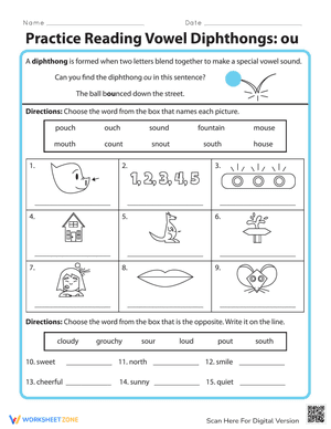 Practice Reading Vowel Diphthongs: ou