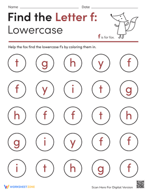 Find the Letter f: Lowercase